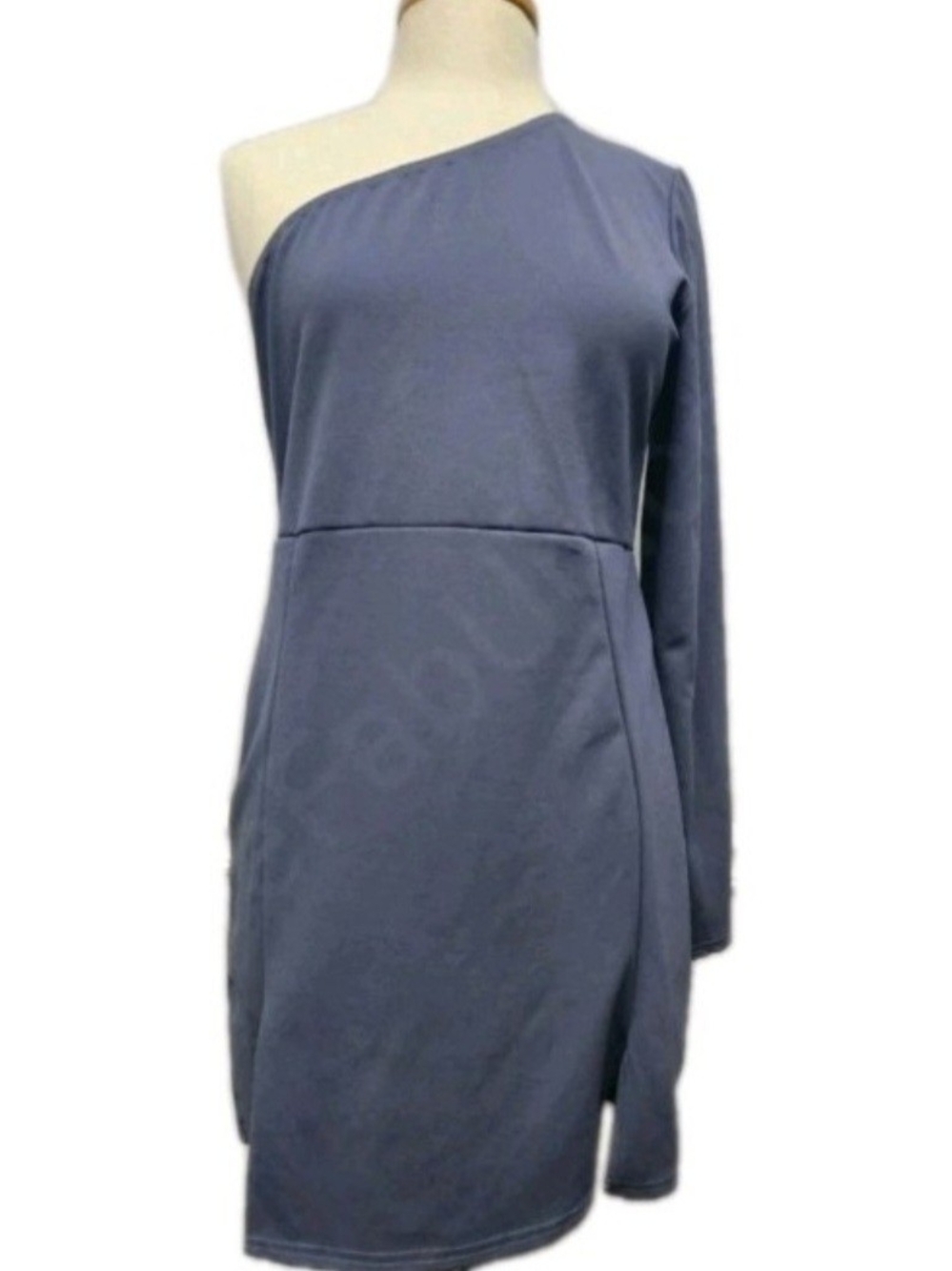 PrettyLittleThing Blue One Shoulder Double Split Bodycon Dress Women's Size 12